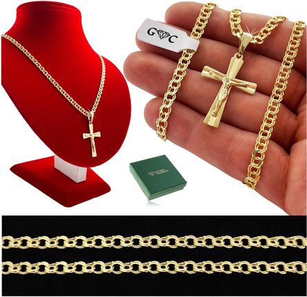 Golden Celebrity Złoty Łańcuszek Męski Z Krzyżykiem 925/585 Srebro Na Bierzmowanie