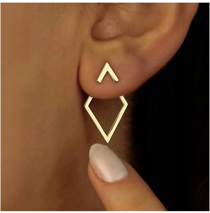 Kolczyki Sztyfty Kolor Złote Romby Delikatne Kobiece Subtelne 21mm