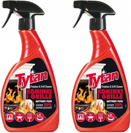 Tytan Płyn Do Czyszczenia Szyb Kominkowych Kominków Grilla Spray 2x500G