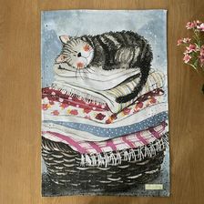 Zdjęcie Ręcznik Kuchenny Tt08 Kot Na Koszu Z Praniem - Ostroróg