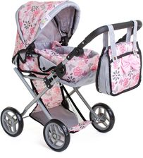 Zdjęcie Doris Wózek Dla Lalek Kombinowany Pościel Torba Nosidło H Jasny Róż Kwiatuszki - Rybnik