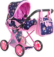 Zdjęcie Doris Wózek Dla Lalek Kombinowany Pościel Torba Nosidło E Granatowy W Motylki Róż - Rybnik