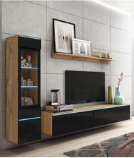 Zdjęcie Bratex Komplet mebli do salonu LED Vera I dąb wotan/czarny (10820) - Ożarów Mazowiecki