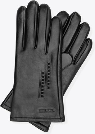 Męskie rękawiczki ze skóry naturalnej owczej ocieplane czarne