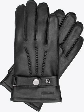 Rękawiczki ze skóry naturalnej z dekoracyjnymi przeszyciami czarne