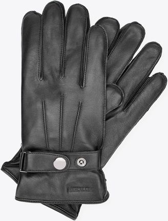 Męskie rękawiczki ze skóry naturalnej z paskiem na napę czarne