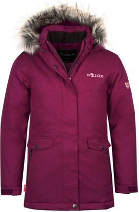 Kurtka zimowa dziewczęca Trollkids Girls Oslo Coat XT ocieplana płaszcz z kapturem różowy (180-229)