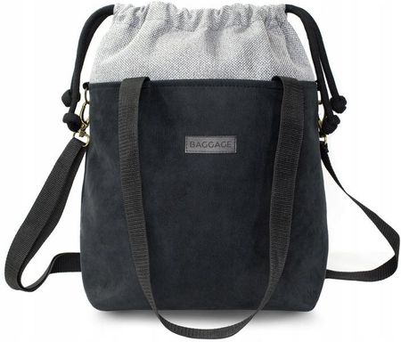 TOREBKA WOREK BAGGAGE EKO SKÓRA ZAMSZ CZARNA