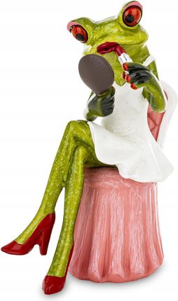 Art-Pol Figura Żaba Żabka Dama Robiąca Makijaż Na Fotelu Ozdoba Śmieszna Figurka