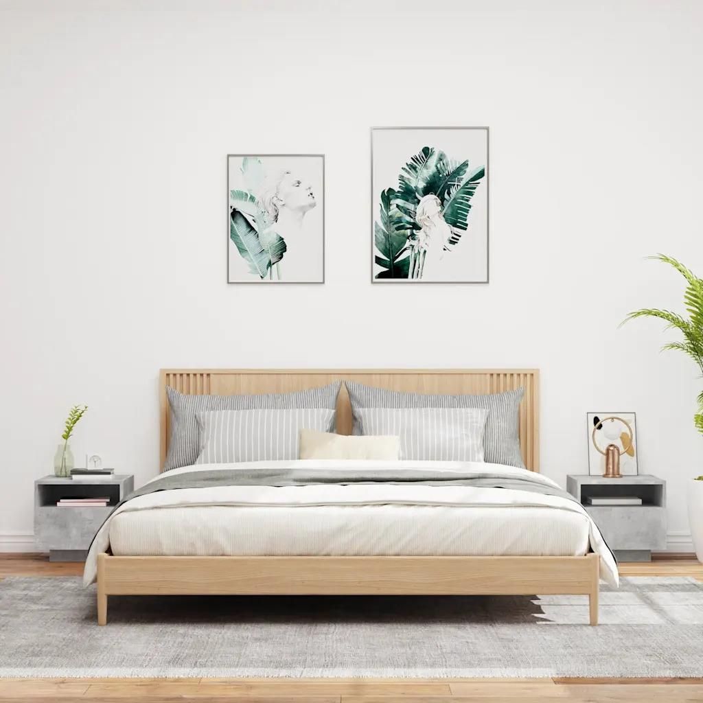 Gravora Szafki nocne z oświetleniem LED RGB, szarość betonu, 40x39x37 ...