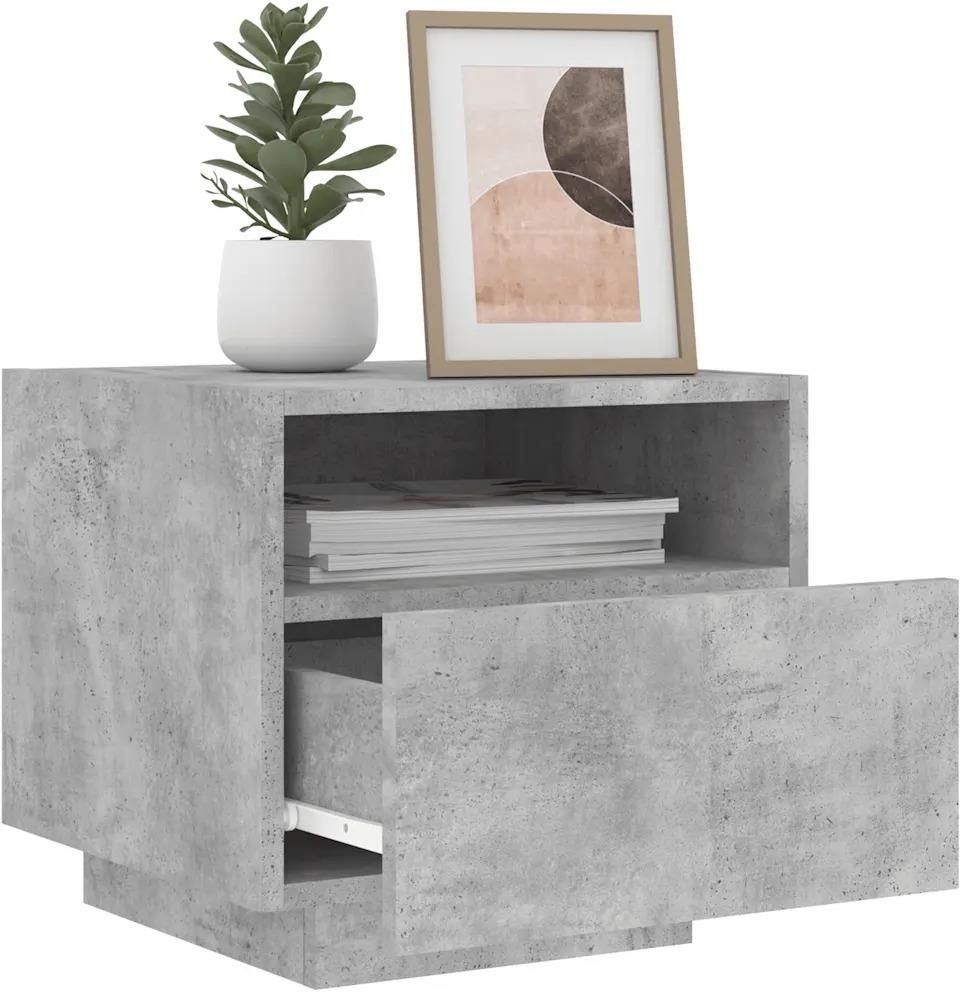 Gravora Szafki nocne z oświetleniem LED RGB, szarość betonu, 40x39x37 ...