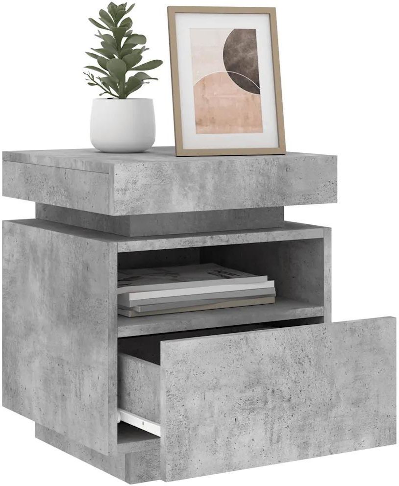 Gravora Szafki nocne z oświetleniem LED RGB, szarość betonu, 40x39x48,5 ...