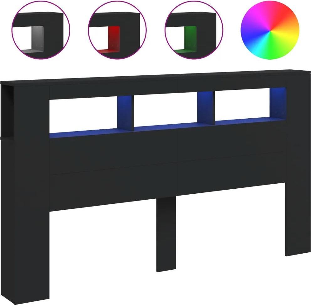 Gravora Zagłówek z LED RGB czarny 180x18,5x103,5 cm (G02128653 ...