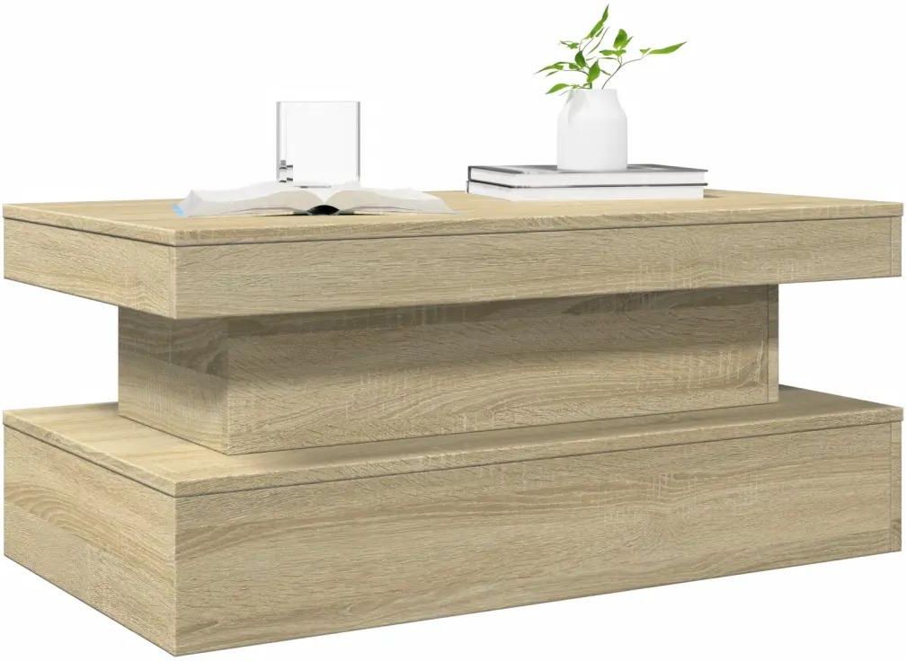 Gravora Stolik kawowy z oświetleniem LED RGB dąb sonoma 90x50x40 cm ...