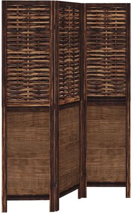 Gravora Parawan składany 3-panelowy z bambusa i drewna paulowni, ciemny brąz 105-110x160 cm (G01192953)