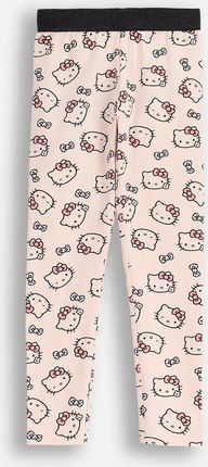 Legginsy z długą nogawką różowe z błyszczącą gumą w pasie i nadrukiem Hello Kitty licencja HELLO KITTY