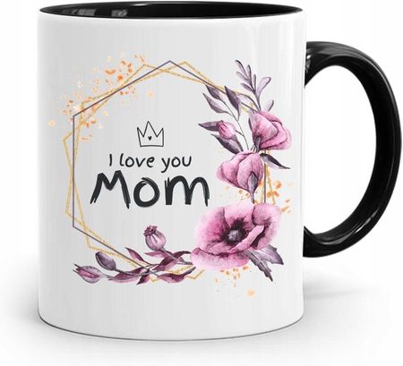 Polidraw Kubek Czarny Prezent Dla Mamy I Love You Mom Z Nadrukiem Ze Zdjęciem 330Ml (36826547)