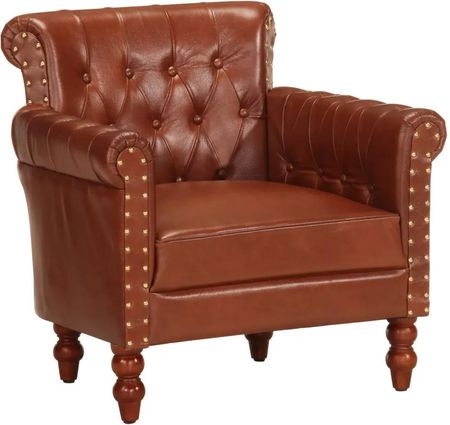 Gravora Brązowy fotel vintage z naturalnej koziej skóry, 77x63x76 cm (G08100063)