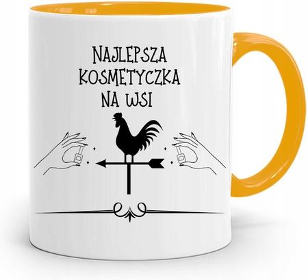 Polidraw Kubek Żółty Dla Kosmetyczki Najlepsza Na Wsi Z Nadrukiem Ze Zdjęciem 330Ml (36978806)