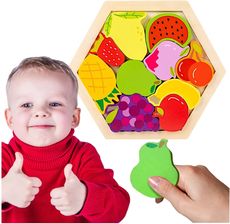 Zdjęcie Puzzle Kolorowe Drewniane Z Ramką Wzór Owoce - Barcin