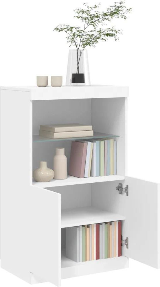 Gravora Nowoczesna komoda z oświetleniem LED RGB, biały, 60,5x37x100 cm ...