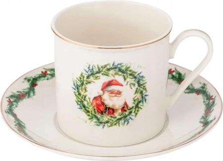 Altom Design Filiżanka 220ml Ze Spodkiem Kawy Świąteczna Girlanda