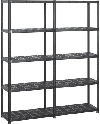 Gravora Czarny regał plastikowy 71x38x170cm 5 poziomów 30kg na poziom G0166623