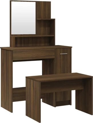 Gravora Zestaw mebli z toaletką i taboretem brązowy dąb 86,5x35x136 cm (G02164369)
