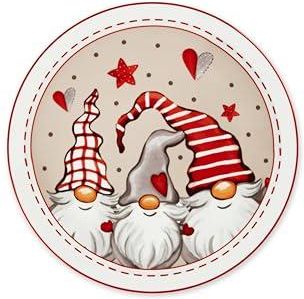 Excelsa Gnomo Talerze Panettone Lub Pizza Zestaw 6 Sztuk 30cm Porcelana Dekoracja Bożonarodzeniowa (69653)