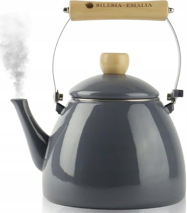 Silesia Emalia Czajnik Emaliowany Stalowy Szary Duży 2L Indukcja Gaz Kuchenka Elektryczna