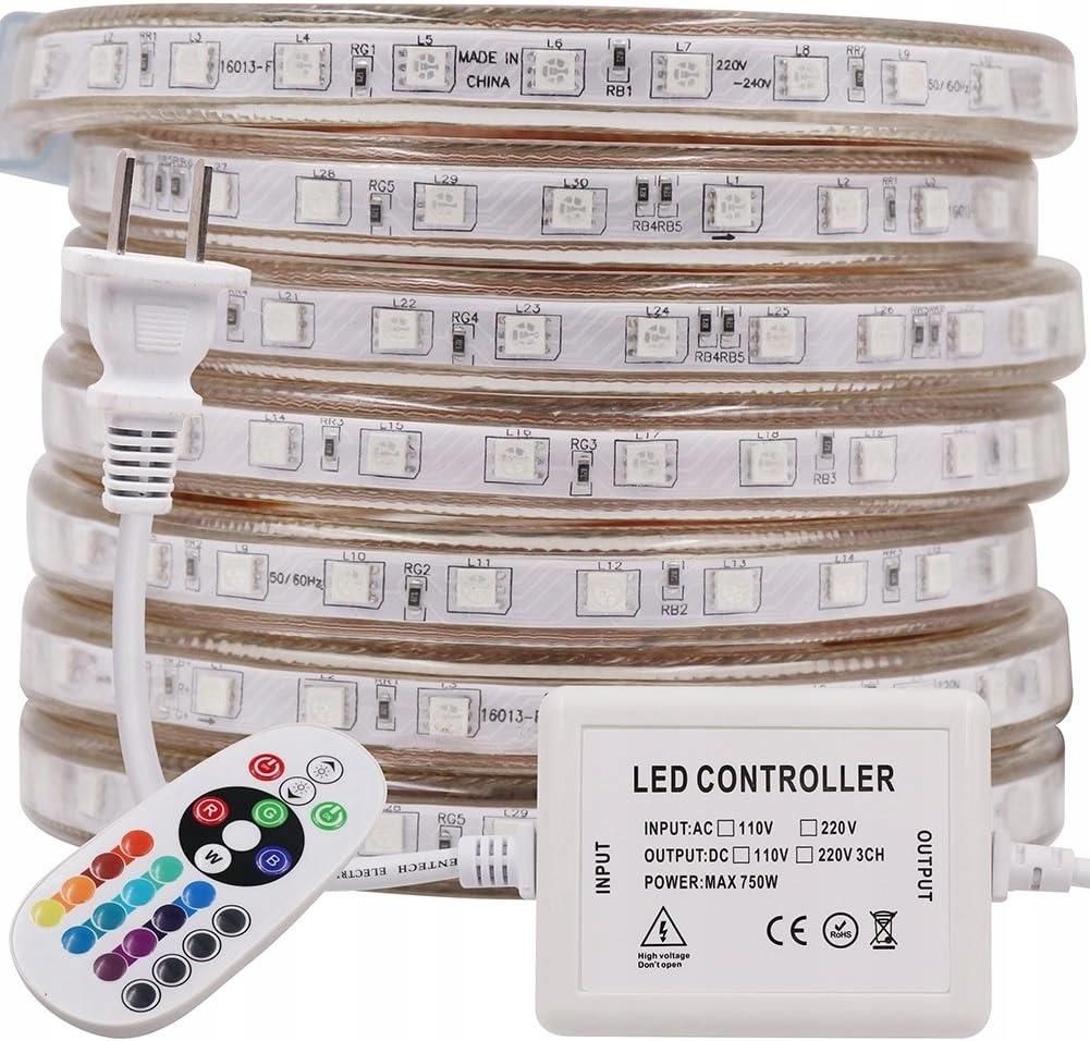 Taśma LED RGB 230V wodoodporna 17m z pilotem (5906800431189) - Opinie i ...