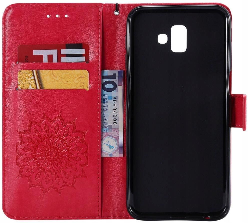 Vankii Cover per Samsung Galaxy J6 Plus 2018, Flip Caso Libro Premium Portafoglio Custodia in Pelle PU Magnetica,Custodia Pelle Sintetica TPU Silicone Antiurto,Funzione Supporto Slot Schede (Rosso