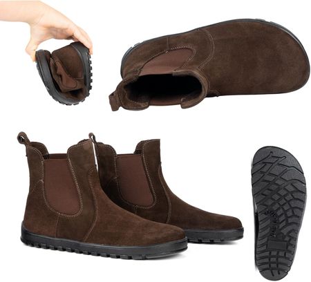 Damskie sztyblety barefoot zimowe Olivier 1797POL czarne skórzane