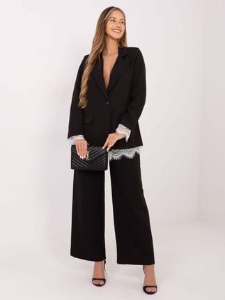 Czarna Elegancka Marynarka Damska ITALY MODA z Aplikacjami One Size