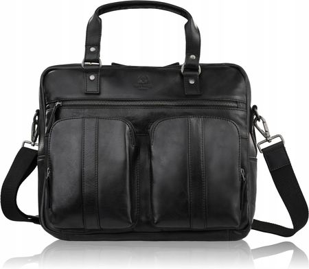 Skórzana torba na laptopa męska na dokumenty czarna Paolo Peruzzi SL-01-BL