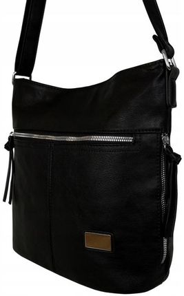 Torebka Damska Listonoszka Czarna Torba Worek Na Ramię Długi Pasek Lekka A5