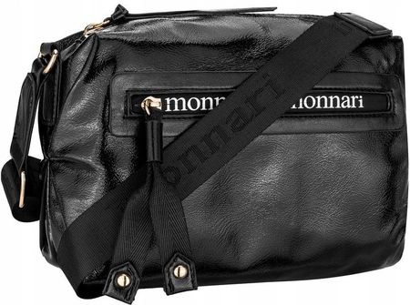 Torebka Damska MONNARI Czarna LISTONOSZKA POŁYSK Sportowa CROSSBODY