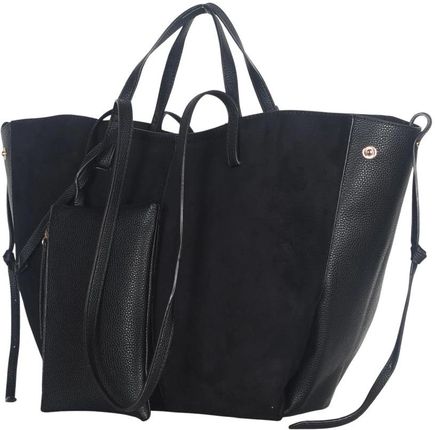 Duża torebka zamszowa shopper Gallantry Paris • Regulowana • Z saszetką