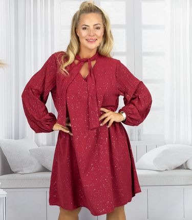 Elegancka błyszcząca sukienka z efektownym wiązaniem