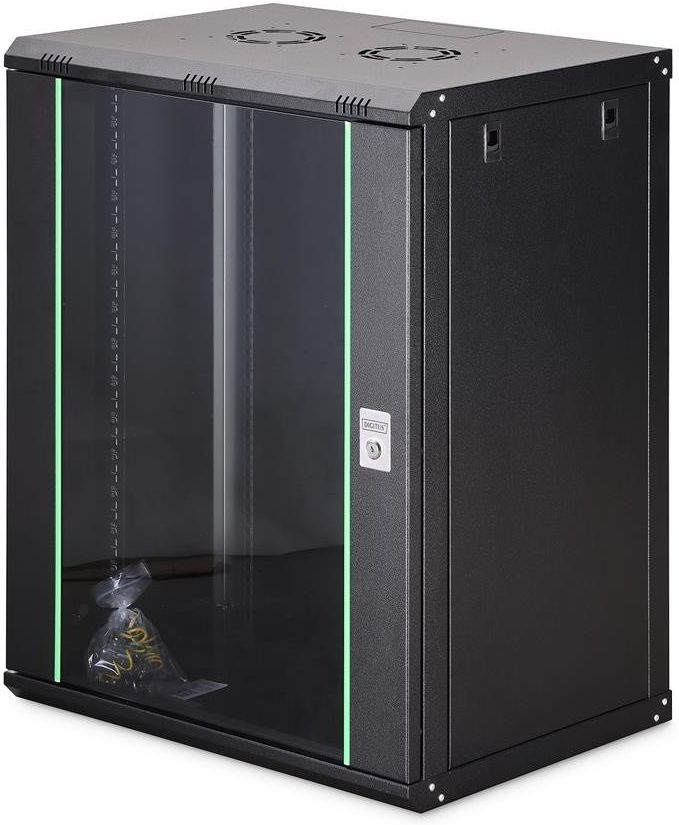Digit wisząca Dynamic 19 16U rack 600x450, drzwi szyba, czarny ...