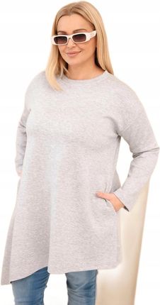 Sukienka damska Plus Size z wiskozy z luźnym fasonem i długim rękawem szara