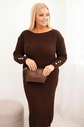 Sukienka swetrowa Plus Size z moherem czekoladowa | Stylowy Wieszak
