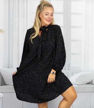 Elegancka błyszcząca sukienka z efektownym wiązaniem