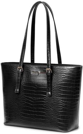 Torebka Damska Shopper Na Ramię PUCCINI Duża Mieści A4 Czarna BML054D-1