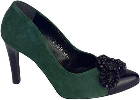 Czółenka damskie  HIGO 2568 CZARNY287/ZIEL364 (39, Zielony)