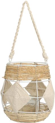 Latarnia H&S Decoration Lampion wiszący CAZ104560 beżowy Metal Sznur Szkło