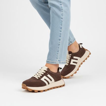 Sneakersy damskie Filippo naturalna skóra zamszowa, klasyczne sznurowanie, kontrastowe wstawki, gruba podeszwa z bieżnikiem, styl sportowo-casualowy b