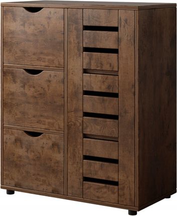 Muvuhome Komoda Do Salonu Retro Szafka Pojemna Drewniana Półki Loft 3 Szuflady