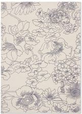 Zdjęcie Biały Dywan w Niebieskie Kwiaty - LINEAR FLORAL BLUE - Kobyłka