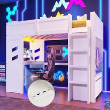 Flieks ��ko pi�trowe 90x200cm z funkcj� biurka i szuflady, dla dzieci o�wietleniem, pojedyncze barkiem szuflada